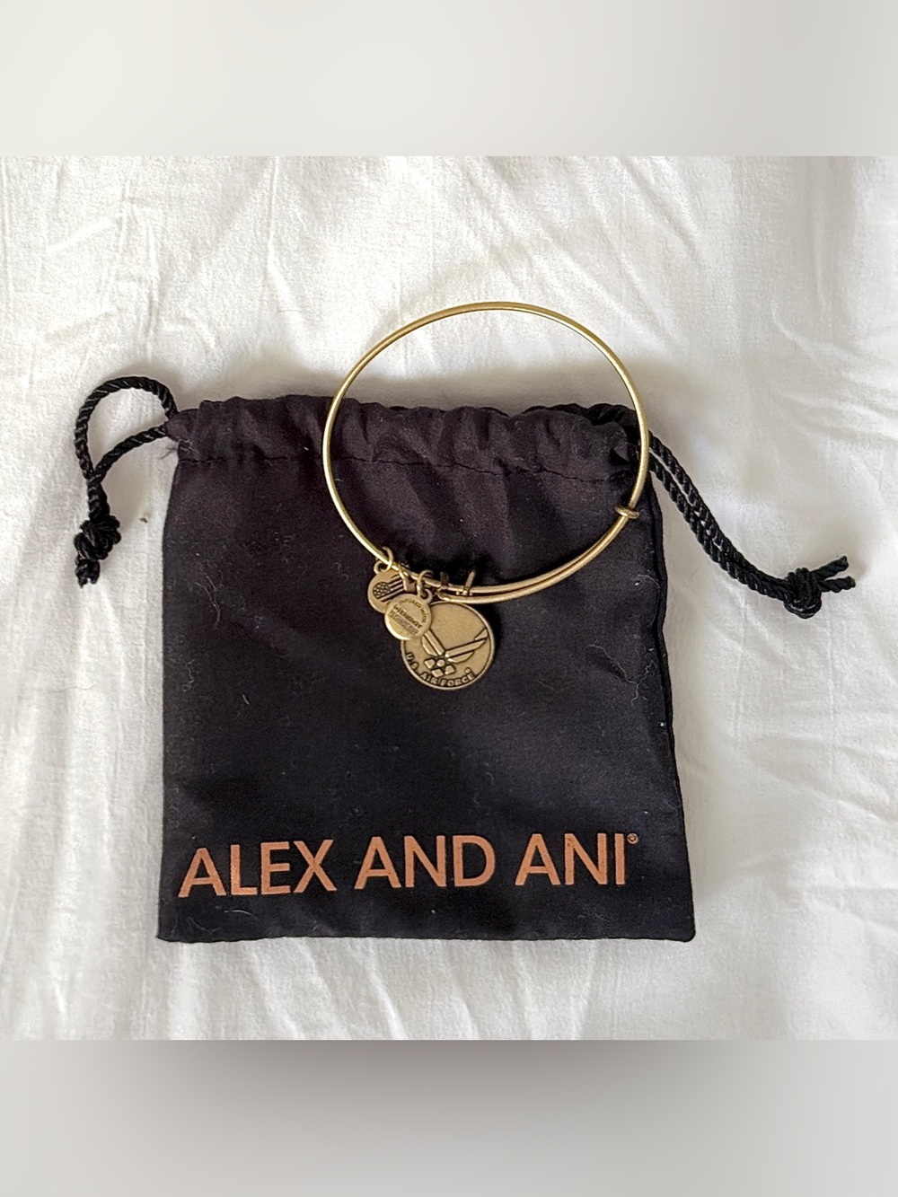 Alex and Ani Gold Tone US Air Force Charm Bangle Bracelet